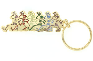 Grateful Dead Dancing fob Skeletons Enamel Brass Key Chain