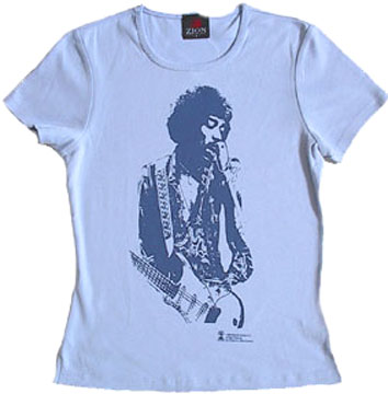 Jimi Hendrix Strumming Ladies Baby Doll Shirts