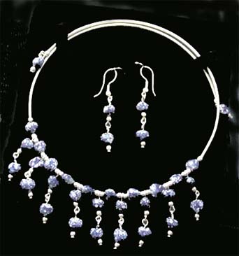 Memory Wire Necklace & Earring Set / Blue