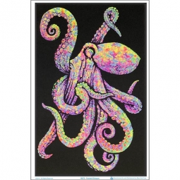 Painted Octopus Black Light Poster