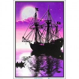 Moonlit Ship Blacklight Poster