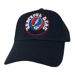 Grateful Dead Steal Your Face & Logo Black Adjustable Hat