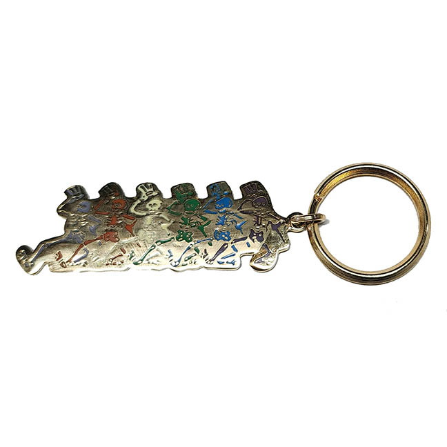 Grateful Dead Dancing Skeletons Enamel Brass Key Chain