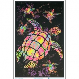 Painted Sea Turtle Black Light Poster