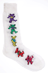 Grateful Dead Dancing Bears White Adult Socks