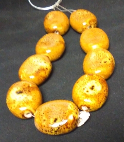 28mm x 24mm Oblong Mustard Speckled Ceramic Beads