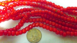 8mm Vintage Orange White Heart Beads