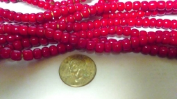 8mm Vintage Garnet White Heart Beads