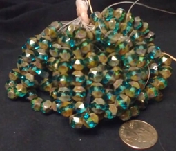 9mm Medium Aqua Center Cut Picasso Beads