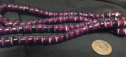 11mm Vintage Dark Purple White Heart Beads