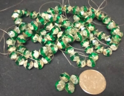10mm Round Dark Emerald Green Center Cut Picasso Beads