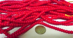6mm Vintage Red White Heart Beads