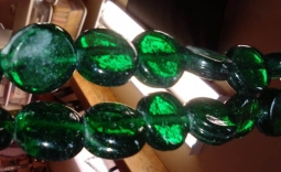 Transparent Green Coin Beads