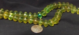 Antique Bohemian Green and Yellow Vaseline Glass Beads