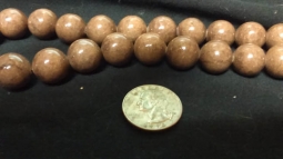15mm Round Tan Stone Beads