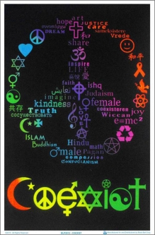Coexist 2 Flocked Black Light Poster