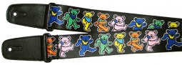 Grateful Dead Dancing Bears Black Guitar Strap