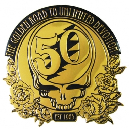Grateful Dead 50th Anniversary Large Gold Metal Sticker