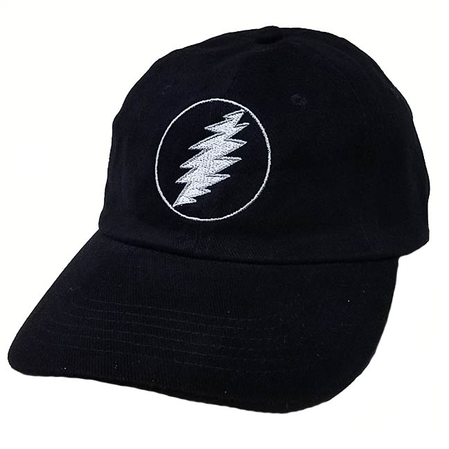 Grateful Dead Bolt Black Adjustable Hat: Woodstock Trading Company