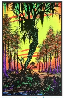 Swamp Mirage Flocked Black Light Poster