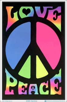 Peace & Love Retro Black Light Poster