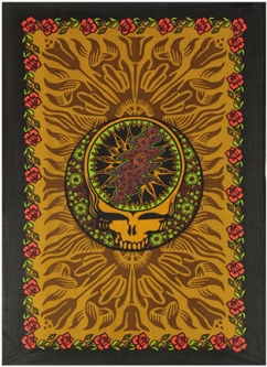 Grateful Dead Steal Your Face & Roses Brown Mini Tapestry