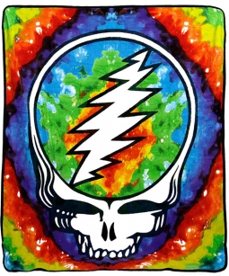 Grateful Dead Steal Your Face Tie Dye Fleece Blanket