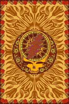 Grateful Dead Steal Your Face & Roses Brown Tapestry